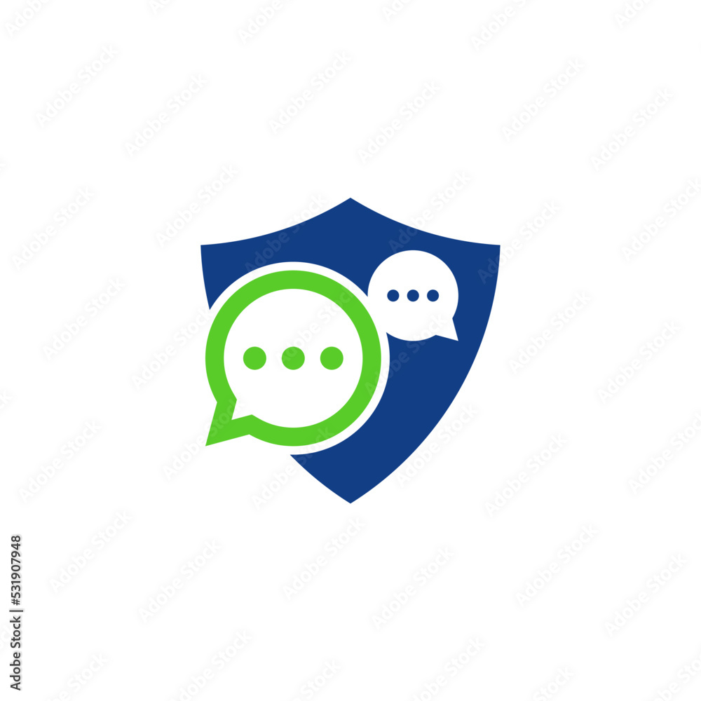 Shield chat vector logo template. This design use protection symbol. Suitable for safe conversation. Shield chat vector logo template. This design use protection symbol. Suitable for safe conversation.