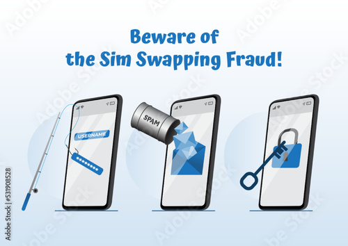 Sim Card Swap Fraud concept illustration