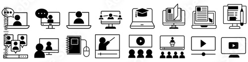 Online learning icon vector set. webinar illustration sign collection. web school symbol.