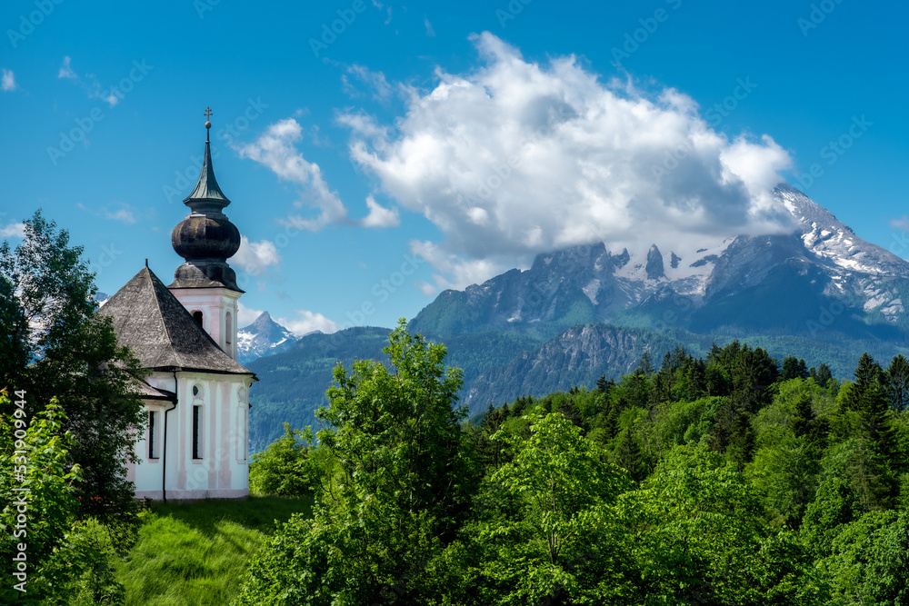 The Maria Gern pilgrimage church in Berchtesgaden in summer