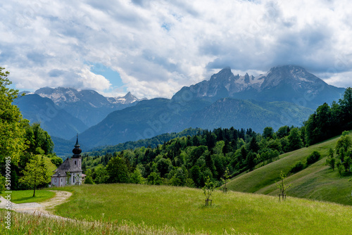 The Maria Gern pilgrimage church in Berchtesgaden in summer