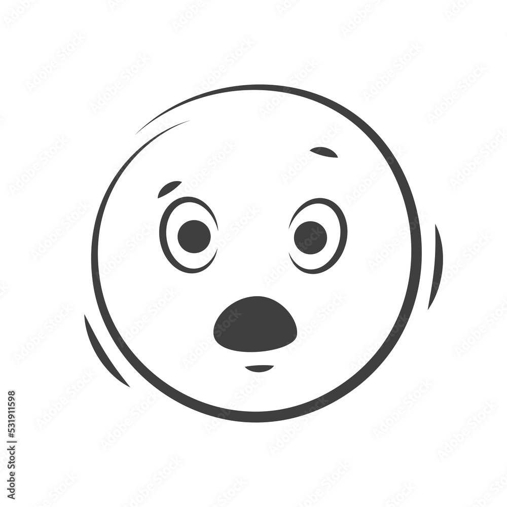 Fototapeta premium Surprised emoticon, shocked emoticon emoji icon isolated on white background. Vector illustration.