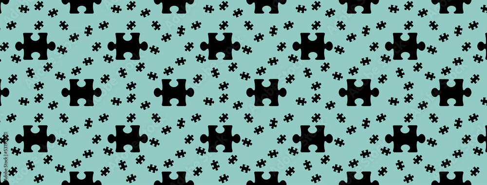 pattern. image of black puzzle elements on pastel green backgrounds. riddle. Template for application to surface. Banner for insertion into site. 3D image. 3D rendering. pattern. image of black puzzle elements on pastel green backgrounds. riddle. Template for application to surface. Banner for insertion into site. 3D image. 3D rendering.