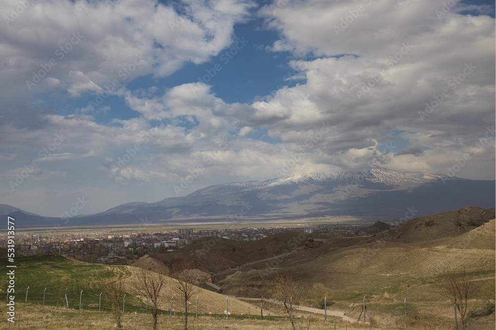 The city of Agri Dogubayazit and Mount Ararat behind