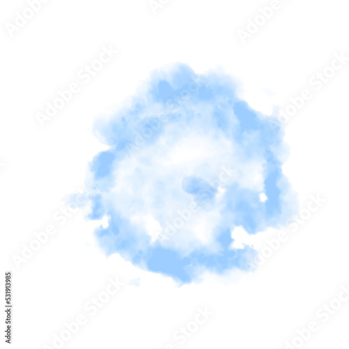 Watercolor blue brushstrokes on transparent background