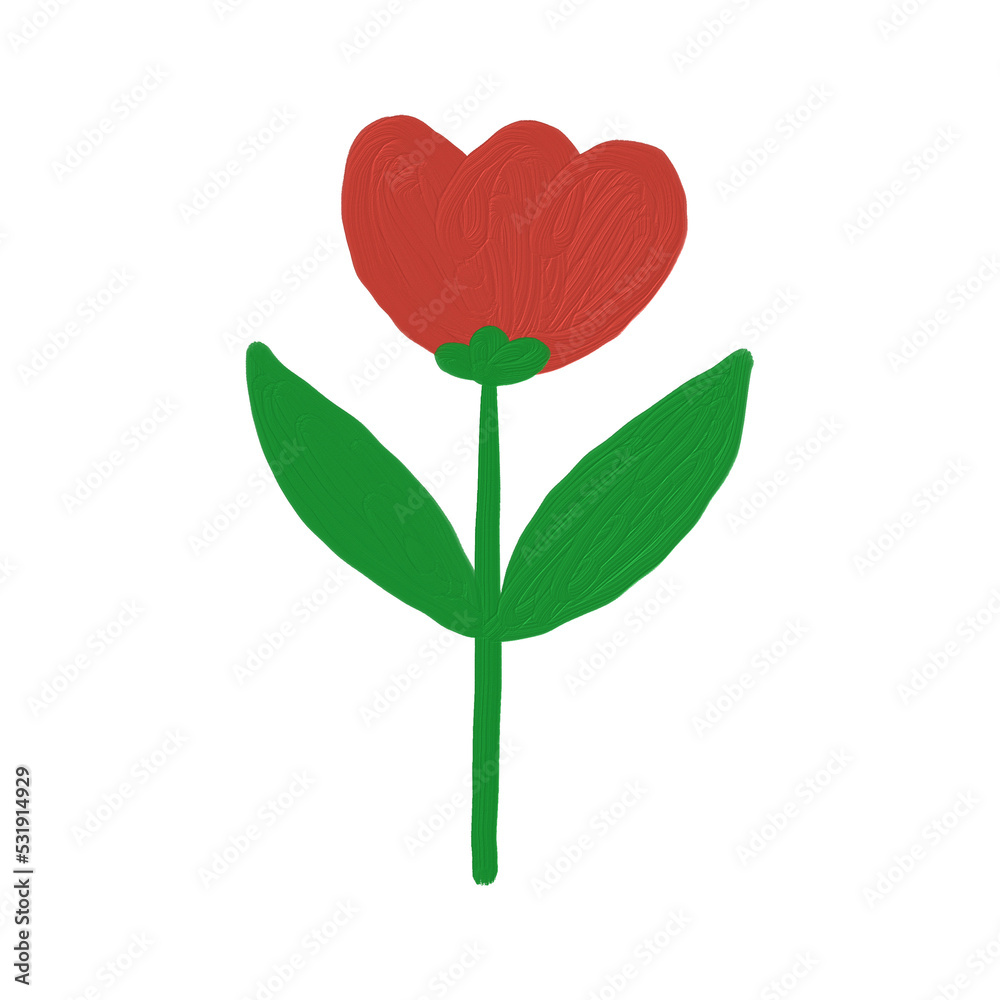 Red Flower Illustration Hand Drawn Oil Paint Red Flower Illustration Hand Drawn Oil Paint