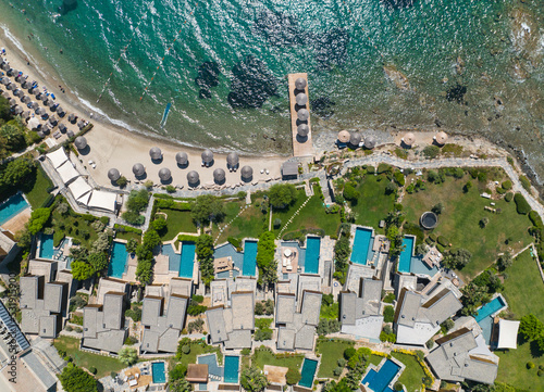 Fototapeta Naklejka Na Ścianę i Meble -  Bodrum Beachs and Marina Drone Photo, Bodrum City Mugla, Turkey