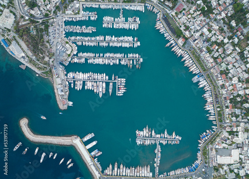 Fototapeta Naklejka Na Ścianę i Meble -  Bodrum Castle and Bodrum Marina Summer Season Drone Photo, Bodrum Mugla, Turkey

