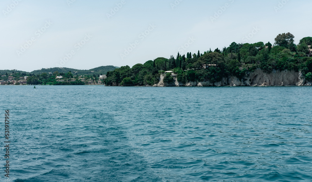 Corfu island landscape coast view from the sea Corfu island landscape coast view from the sea