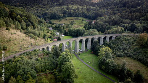 Railroad viaduct in Novina, Kryštofovo údolí, Liberec, Czech Republic 