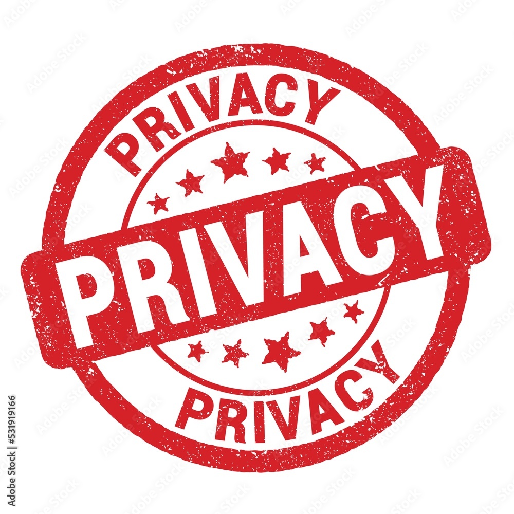 PRIVACY text written on red round stamp sign. PRIVACY text written on red round stamp sign.