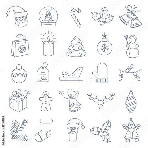 Christmas and new year icon set