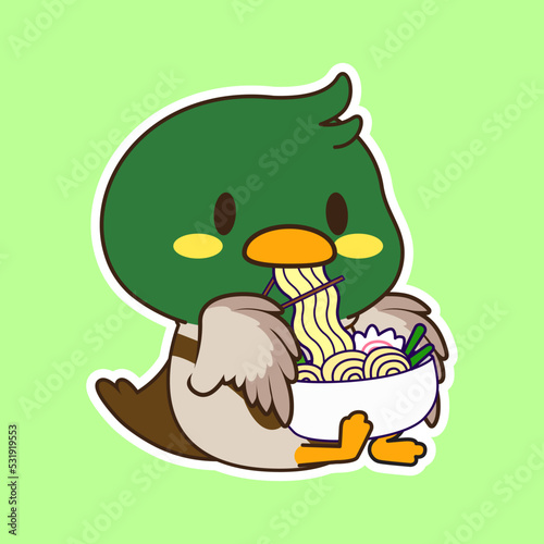 cute little mallard duck vector illustration