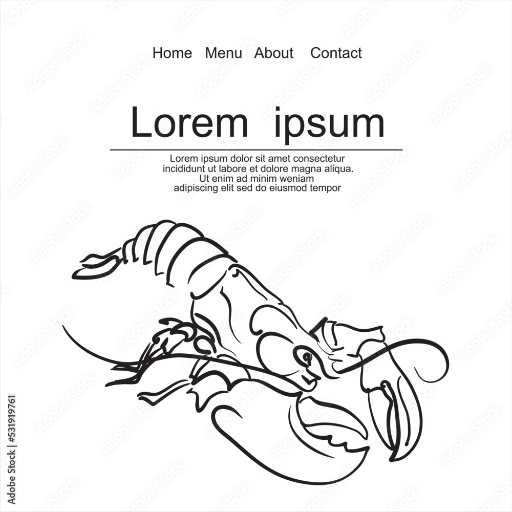 Lobster hand drawn