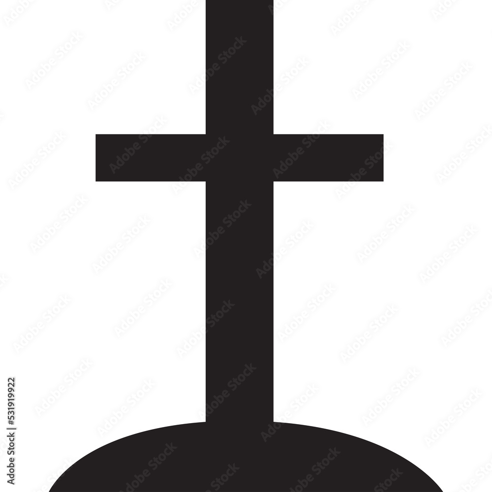 the black grave icon in the cemetery for Halloween decoration crucifix on the grave