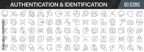 Authentication and identification line icons collection. Big UI icon set in a flat design. Thin outline icons pack. Vector illustration EPS10