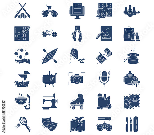Hobby and free time icon set