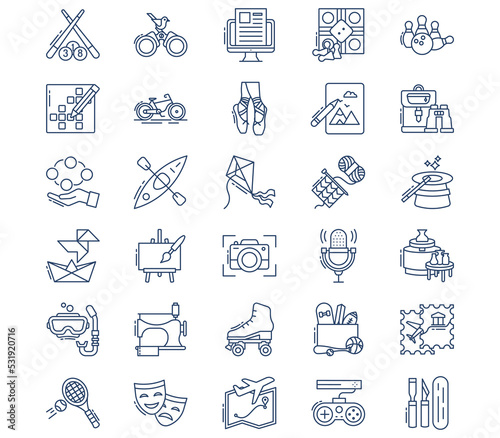 Hobby and free time icon set