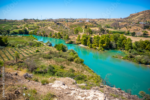 Mountain Lake. Emerald water reservoir behind the dam Oymapinar. Green Canyon in Manavgat region, Turkey. © dtatiana