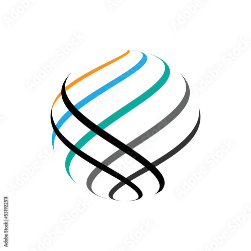 A sphere shape made of colorful stripes