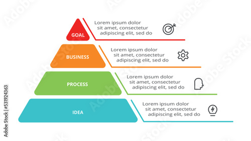 Triangle with 4 elements, infographic template for web, business, presentations, vector illustration. Business data visualization.
