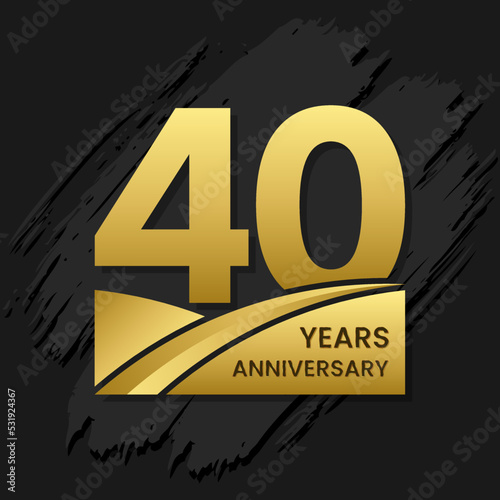 40 years anniversary celebration, anniversary celebration template design with gold color isolated on black brush background. vector template illustration