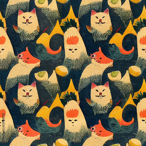 Obraz na płótnie Cats pattern 01 w salonie