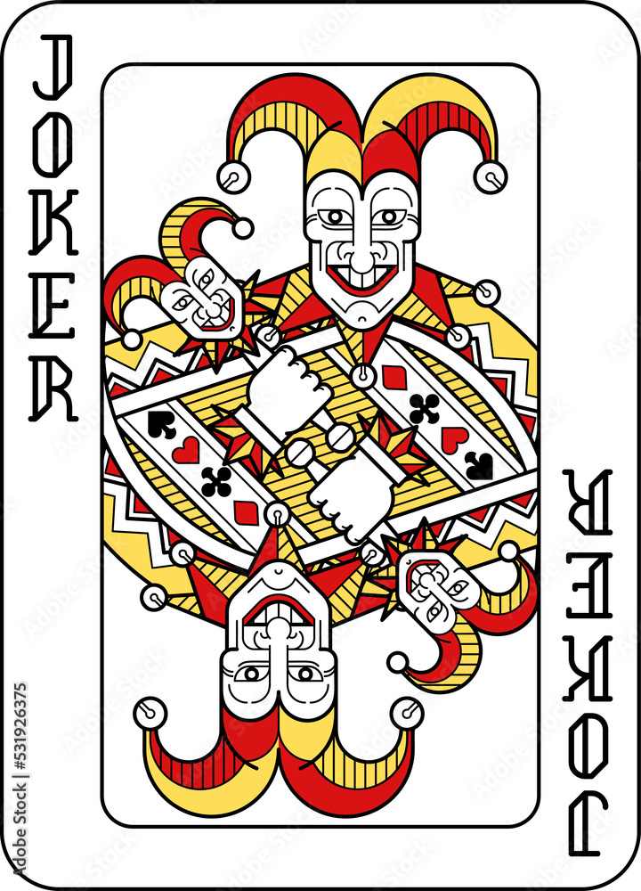 Playing Card Joker Red Yellow and Black Playing Card Joker Red Yellow and Black