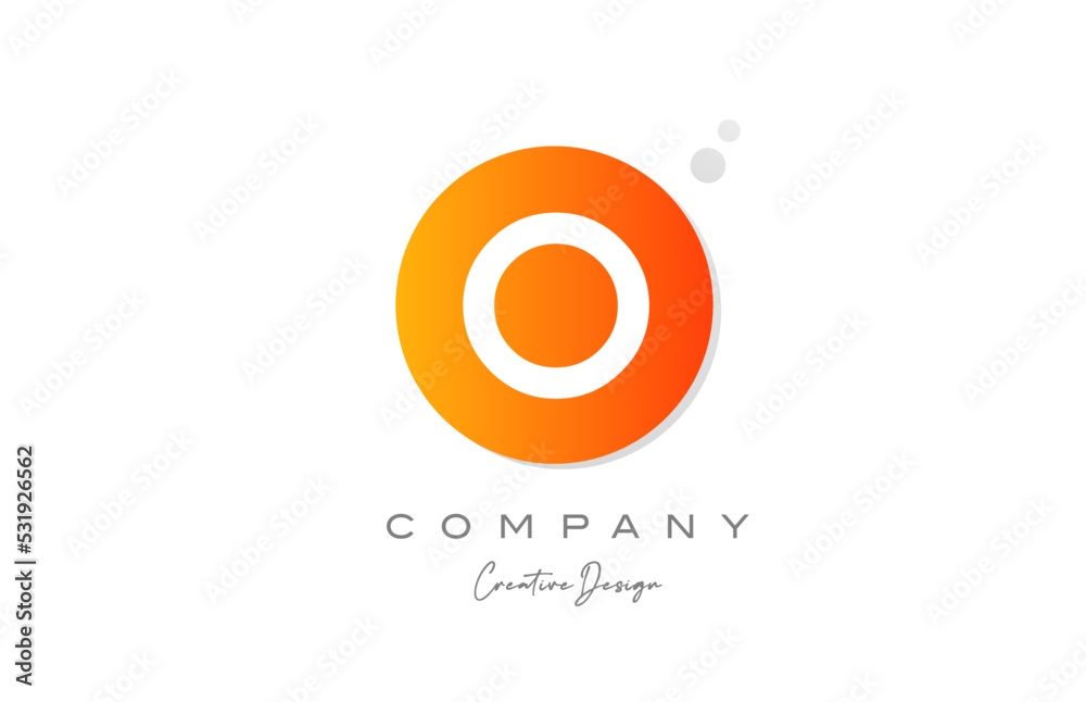 O orange sphere alphabet letter logo icon design with dot. Creative template for company and business
