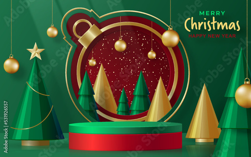 3d Podium round stage style, for Merry Christmas and happy new year