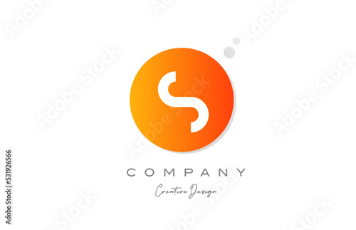 S orange sphere alphabet letter logo icon design with dot. Creative template for company and business