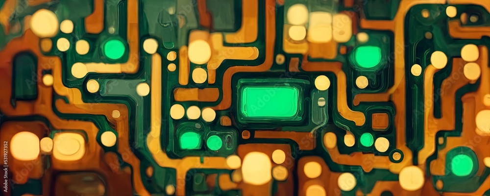 Circuit board background, can be used as digital dynamic wallpaper, technology background. 3D Render abstract background made of array of points and line with green overtones. High resolution. Circuit board background, can be used as digital dynamic wallpaper, technology background. 3D Render abstract background made of array of points and line with green overtones. High resolution.