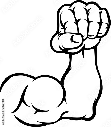 Muscular Cartoon Arm Bicep Muscle And Fist