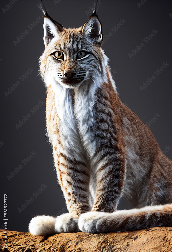 Fototapeta premium Watercolor lynx animal illustration