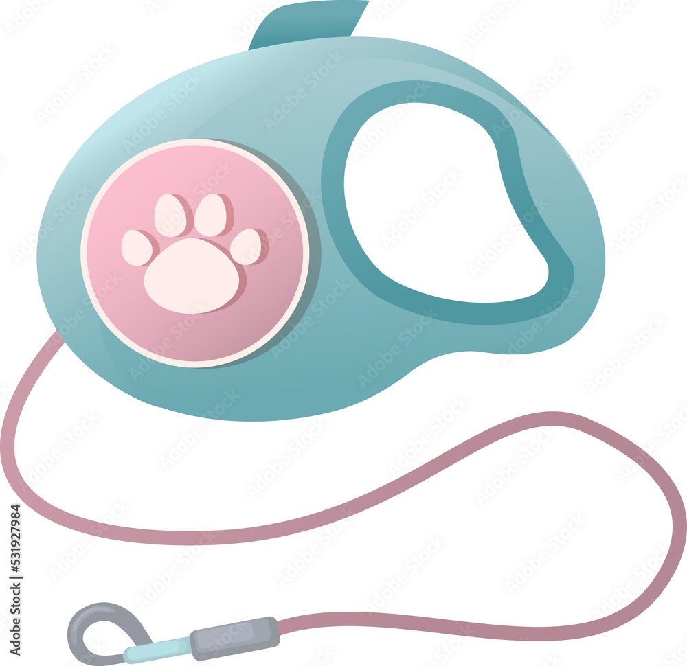 Obraz premium leash tape measure for dogs. Accessory for dogs and cats. Pet shop. PNG illustration isolated on transparent background. Leash for walking pet