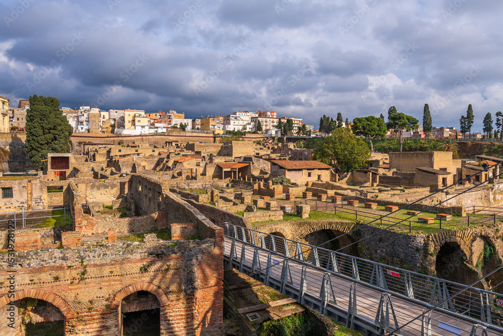 Ercolano, Italy over the ancient Roman ruins of Herculaneum