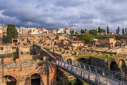 Ercolano, Italy over the ancient Roman ruins of Herculaneum