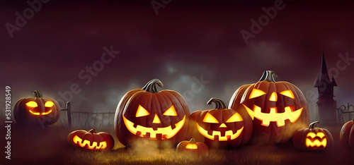 Gloomy Pumpkin Halloween Wallpaper Background Game Art Illustration,Digital Illustration