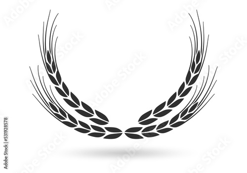 Laurel wreath icon. Award, winner or victory design element. Wheat frame or border. Vector illustration.