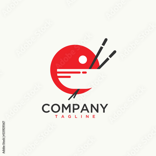 Chopstick and Bowl logo design template