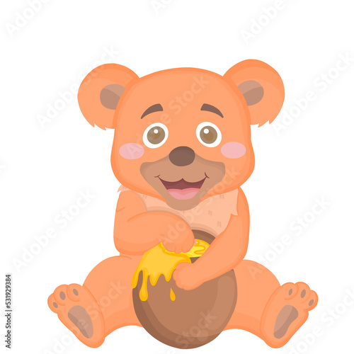 cute bear animal eating honey     illustration 