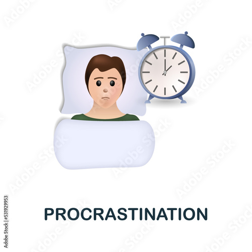 Procrastination icon. 3d illustration from personal productivity collection. Creative Procrastination 3d icon for web design, templates, infographics and more