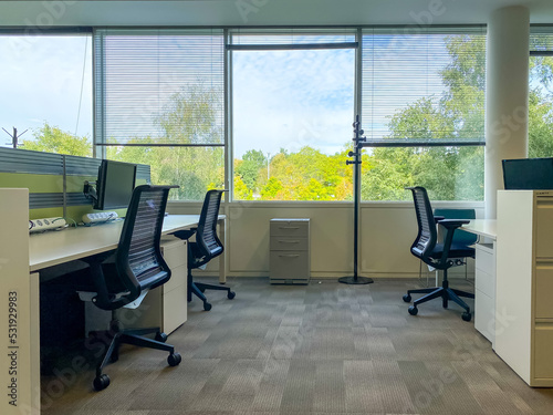 A UK office is empty of people