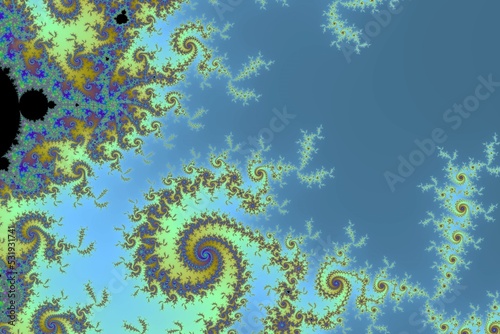 Beautiful zoom into the infinite mathematical mandelbrot set fractal. photo