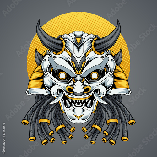 Japanese mask with robotic style