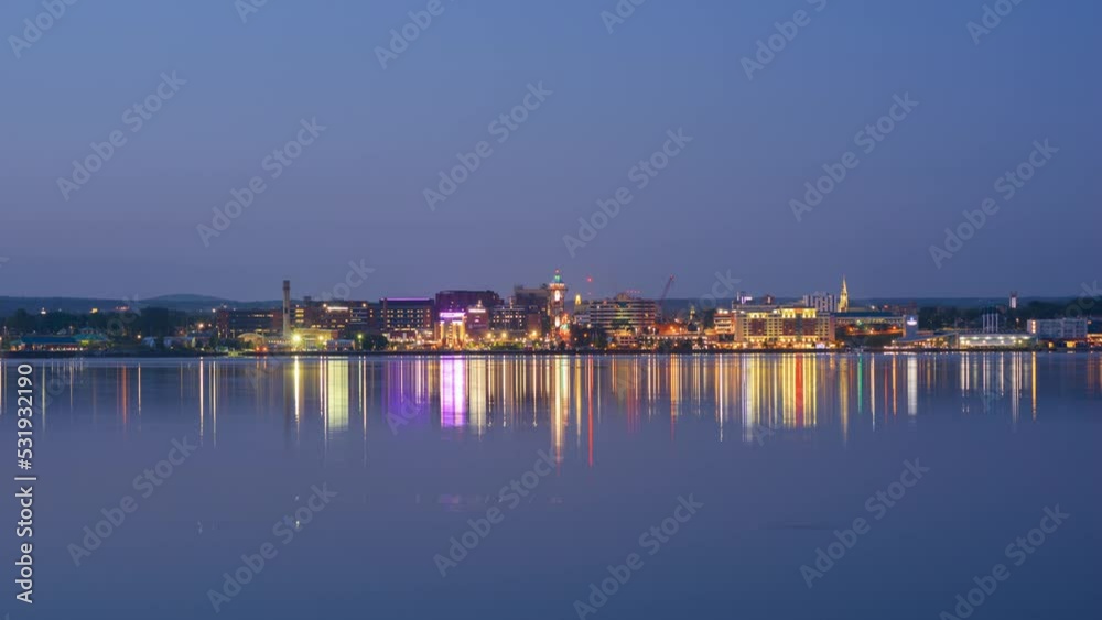 Erie, Pennsylvania, USA on Lake Erie at twilight. Erie, Pennsylvania, USA on Lake Erie at twilight.