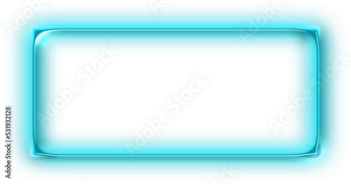 Aquamarine metallic translucent frame with transparent shadow. Asymmetric, sea-beaten, frame corners. Rectangular sketch shape. Isolated on a transparent background (png).