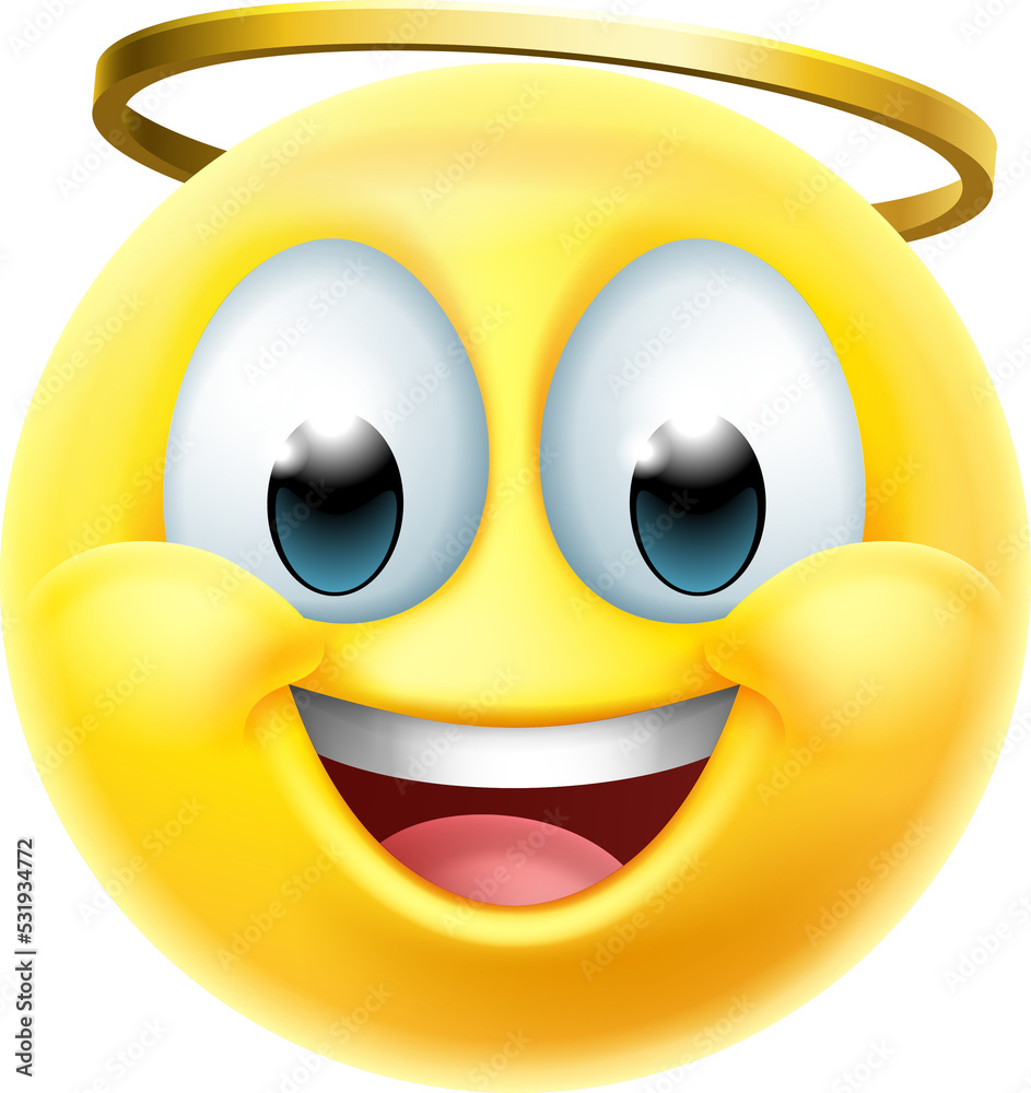 An angel or saint with a halo emoji emoticon man face cartoon icon mascot