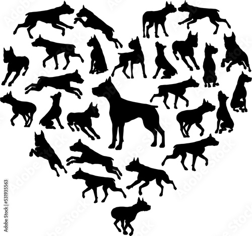 Staffy Dog Heart Silhouette Concept