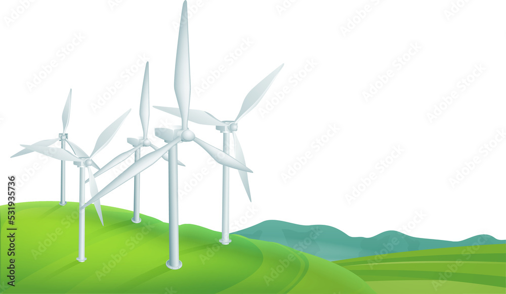 Wind Turbines Generating Energy - obrazy, fototapety, plakaty 